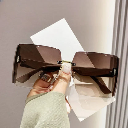 Women Fashion Rimless Beach Gradient Sunglass Original Lady Retro UV400 Eyeglasses