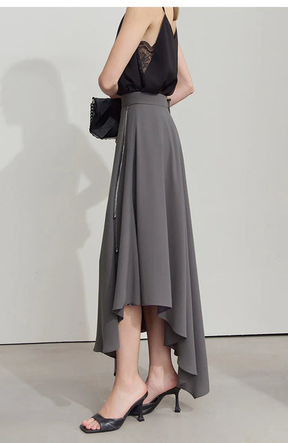 Minimalist Office Lady Skirts Women 2025 New Summer Solid Loose Asymmetric Large A-line Skirt Female Fashion 12542168