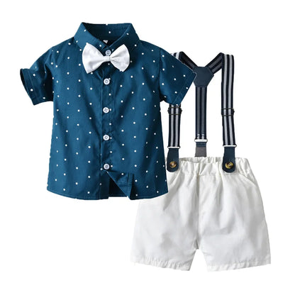 Kids Boys Formal Birthday Outfit Suit Toddler Gentleman Wedding White Shirt 1-7 Years Baby Pants Boys Ceremony Outfits