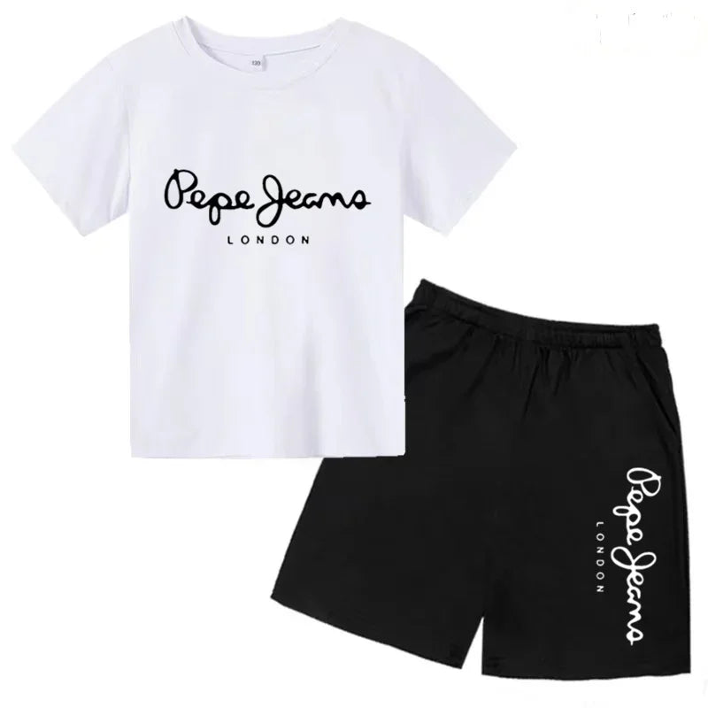 Kids Summer T-shirt Boys Girls Toddler Clothes Charming Letter Print 3-12Y Short Sleevd + Shorts Sports Brand Fashion Casual Set
