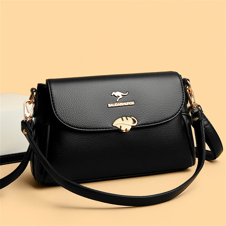 Women Bag Fashion Shoulder Bag Quality PU Leather Elegant Flap Retro Female Messenger Classic Multiple Pockets Crossbody Handbag