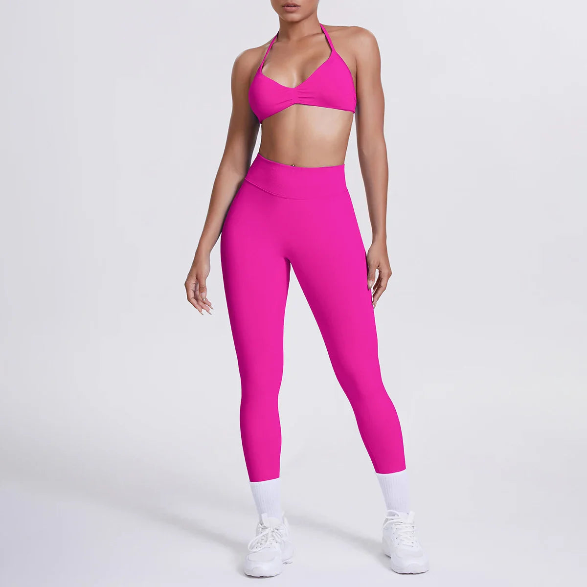 Women 2pcs Patchwork Sport Yoga Suit Training Sleeveless Sport Gym Tops Tummy Control Slimming Booty Leggings Yoga Suit Sports