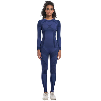 Women Skiwear Set Yoga Set Skiing Underwear Fitness Workout Thermal Gym Ski Snowboarding Running Yoga Exercise Suit Long Johns