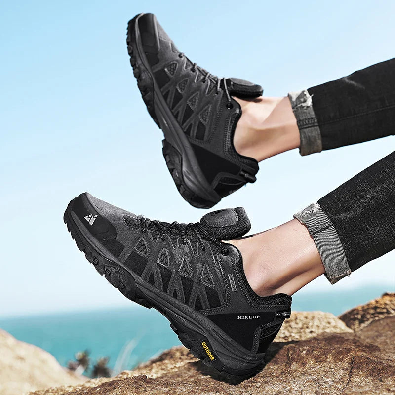 Mens Hiking Shoes Breathable Lace Up Trekking Male Cushioning Outdoor Climbing Tourism Sneakers for Men