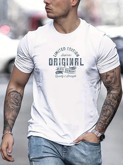 Men's Oversized Letter Print Round Neck Short Sleeve T-Shirt High Quality Breathable Comfy Trendy Fashion Casual Daily Tee