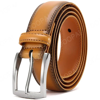 Men Belts High Quality Genuine Leather LONG Large Pin Buckle Metal Automatic Buckle Male Belts Strap Male
