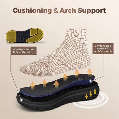 Sapatos masculinos de couro, sapatos largos para pés inchados, sapatos masculinos diabéticos para caminhada, para negócios e caminhadas ao ar livre