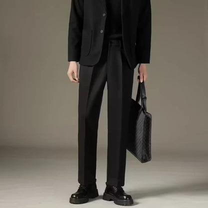 Men's Casual Straight-Leg Wool Trousers - American Style Commuting Pants Perfect for Fall/Winter 28-38