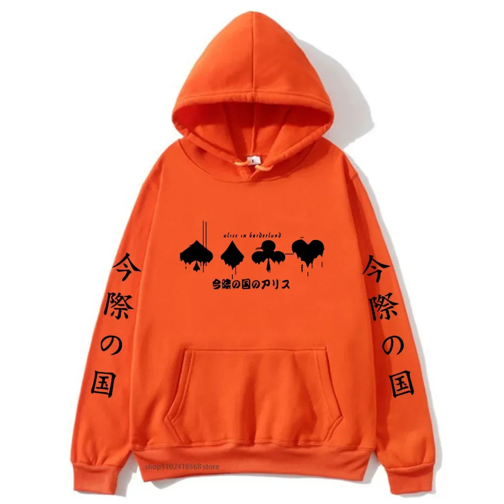 Hoodies Men Cartoon Cards Sweatshirt Harajuku Graphic Streetwear Women Anime Tops Men Clothing Y2k Sudaderas