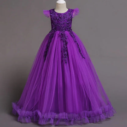 Princess Mesh Dress 4-14y Girl Christmas Winter Party Clothing Kids Sequin Wedding Dresses Children Spring Autumn Prom Costume