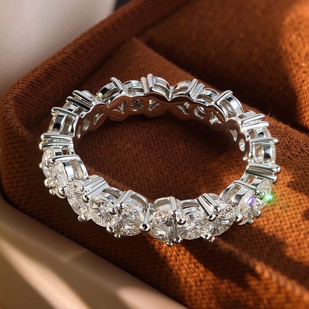 Moissanite Eternity Band Rings for Women Jewelry GRA Certified D Color VVS1 Lab Grow Diamond s925 Sterling Silver Ring