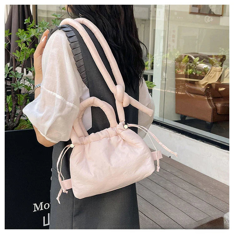 Women's Casual Single-shoulder Bag Large Capacity Nylon Backpack Women's Down Cotton Winter Tote Bag Portable Makeup Handbag