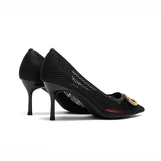Women's High Heels 2025 Spring New Hollow Business Women's Shoes 7cm Red Evening Shoes