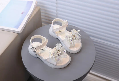 2026 Princess Girls Sandals Summer Children Beach Shoes Girls Open-toed Sandals Soft PU Leather Flat Kids Sandals For Girl