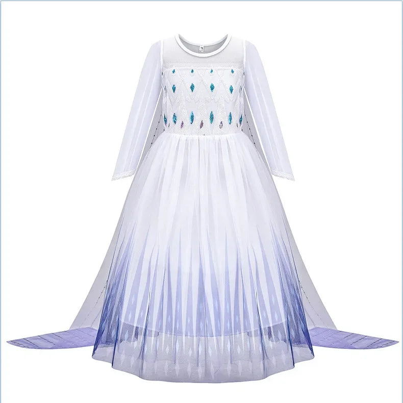 Frozen Snow Queen Elsa Anna Girls Cosplay Mesh Princess Dress Kids Halloween Carnival Party Birthday Frock Ball Vestidos