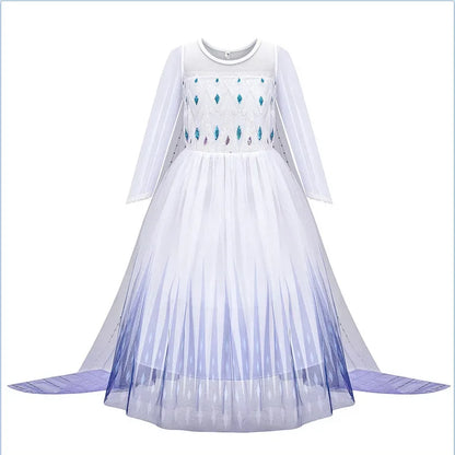 Frozen Snow Queen Elsa Anna Girls Cosplay Mesh Princess Dress Kids Halloween Carnival Party Birthday Frock Ball Vestidos