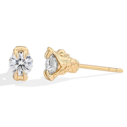 Round Cut 0.5CT Moissanite Stud Earrings 925 Sterling Silver 18K Gold Plated ForWomen Girl Sparkling Engagement Jewelry
