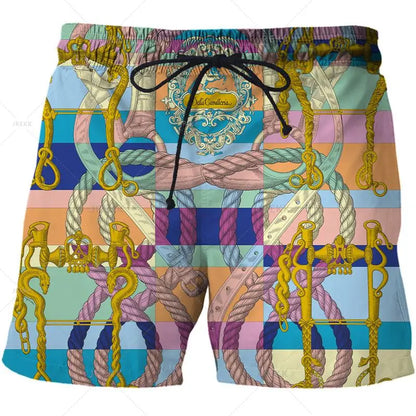 Luxurious Newest Iron Chain 3D Printed Streetwear Men Board Shorts Harajuku Hip Hop Leisure Beach Shorts fitness sports Shorts