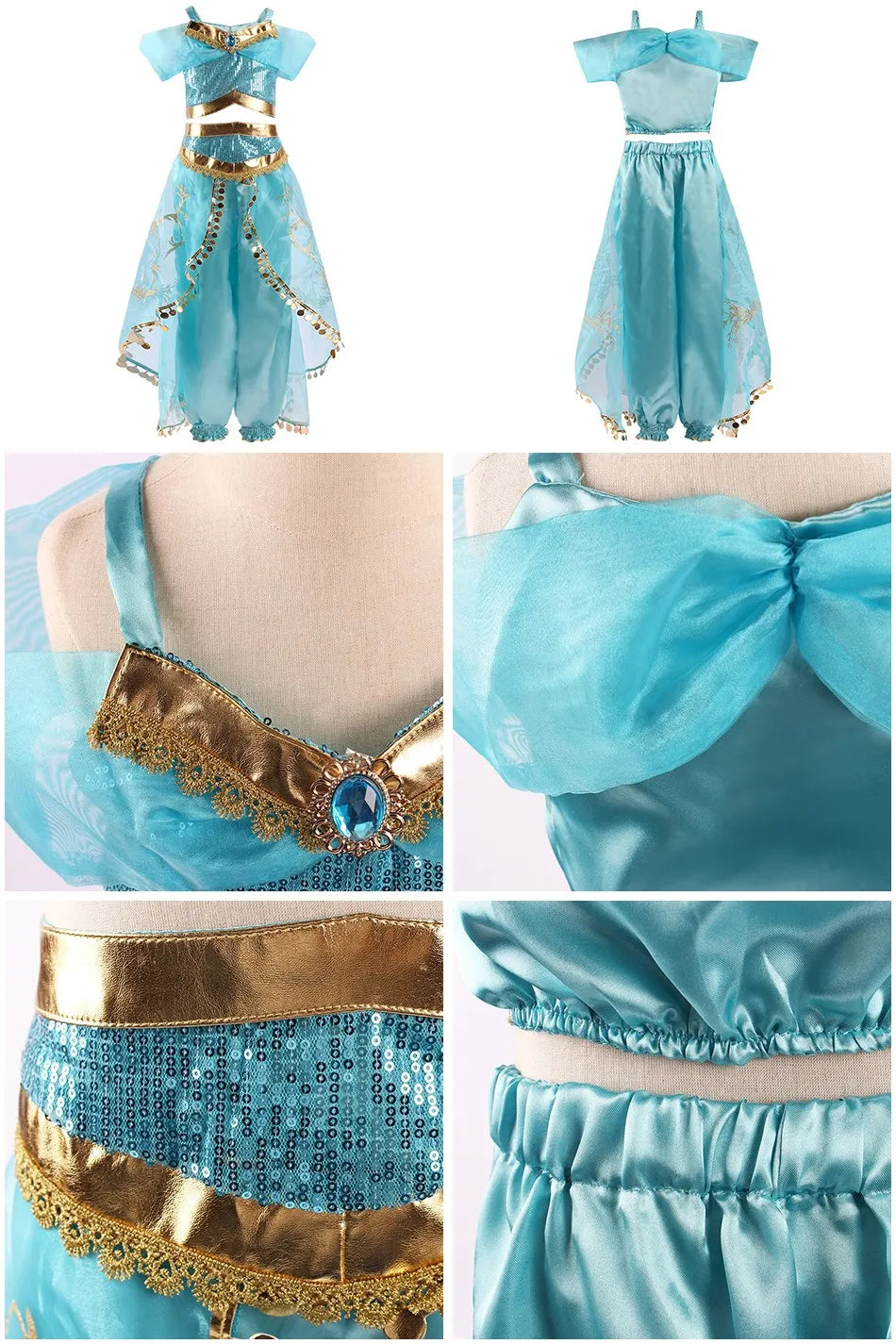 Girls Jasmine Princess Dress Children Elsa Anna Bella Rapunzel Mermaid Costume Kids Snow White Cinderella Aurora Dress