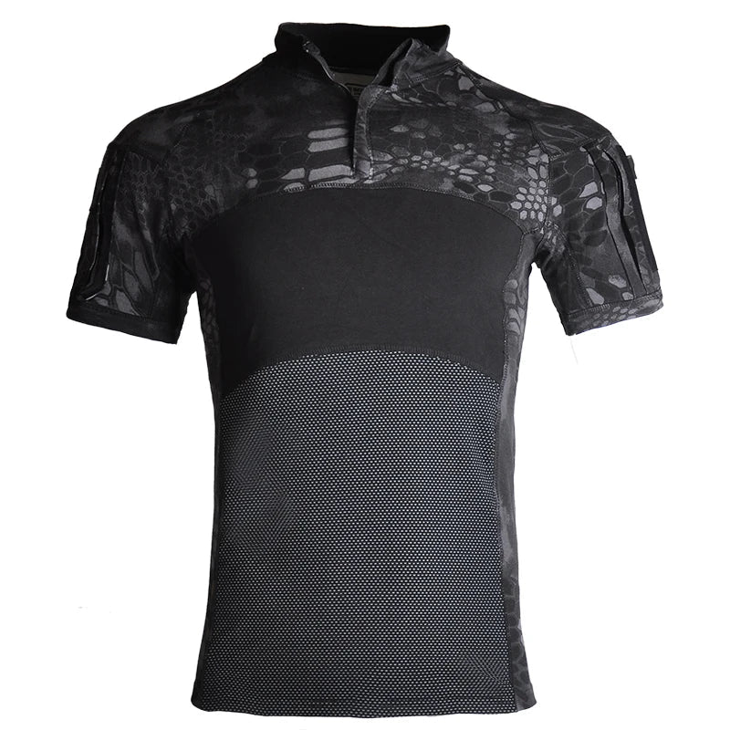 Tactical T-Shirt Combat Shirt for Men Clothing Camouflage Shirts Tops Short Sleeve Summer Hiking Climbing Clothes