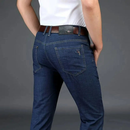 Men's Classic Straight Men's Jeans Fitted Comfortable Elastic Business Casual Denim Pants Korean Fashion  Autumn Casual Trousers