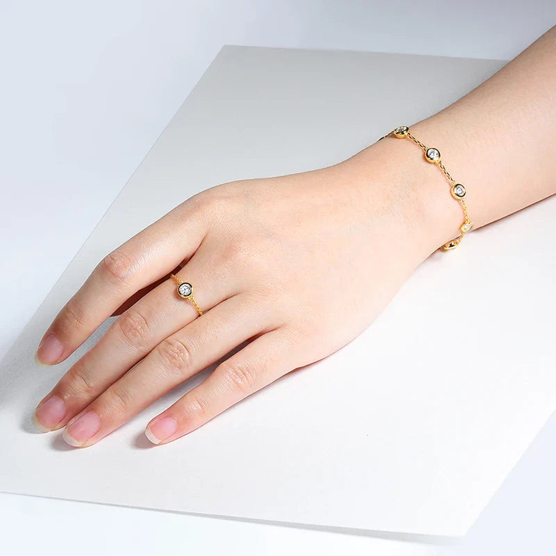 4mm Classic Bubble Moissanite Bracelet for Women 8 Stones Sparkling Lab Diamond Tennis Bracelet 925 Sterling Silver
