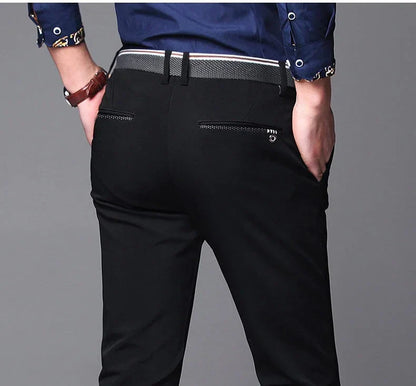 Men's Spring Summer Fashion Business Casual Long Pants Suit Pants Male Elastic Straight Formal Trousers Plus Big Size 28-40