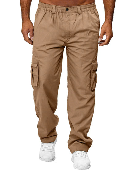Men's Cargo Trousers Casual Multi-pocket Loose Straight Trousers Stretch-waist Spring Autumn Street Outdoor Sports Fitness Pants