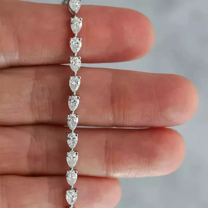 3*5mm Pear Cut Moissanite Diamond Tennis Bracelets with Cetficates 925 Sterling Silver Teardrop Shape Bracelet for Women Men