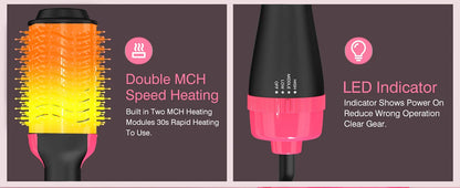 2 IN 1 One Step Hair Dryer and Volumizer Hair Straightener Hot Air Brush Hair Curler Hair Beauty and Health Styling