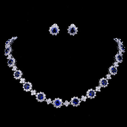Classic Hot Sale 5 Colors Options High Quality Round Zirconia Jewelry Sets for Elegant Women Wedding Dress Accessories