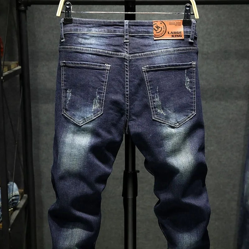 2024 Spring and Autumn New Fashion Solid Color Retro Stretch Denim Pants Men's Casual Loose Breathable High-Quality Jeans 28-36