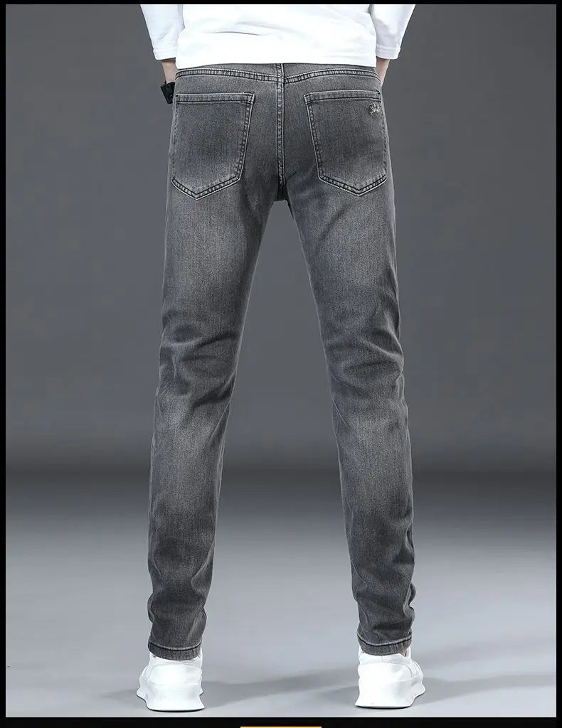 Men's Jeans Affordable Fashionable Elastic Slim Fit Light Straight-leg High-end Denim Long Pants Men's Trousers Denim Long Pants