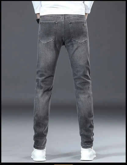 Men's Jeans Affordable Fashionable Elastic Slim Fit Light Straight-leg High-end Denim Long Pants Men's Trousers Denim Long Pants