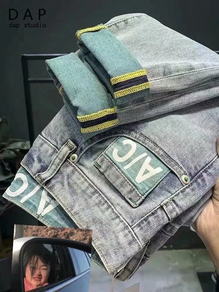 High-end 2023 Harajuku Designer Clothes Denim New Trousers Kpop Stretch Trendy Korean-style with Our Luxury Men's Casual Jeans