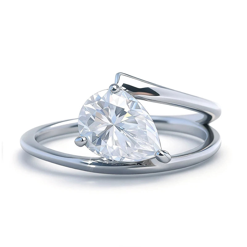 GRA Certified D VVS1 Pear Cut Moissanite Rings for Women 6x8mm Lab Diamond S925 Sterling Sliver Wedding Engagement Ring