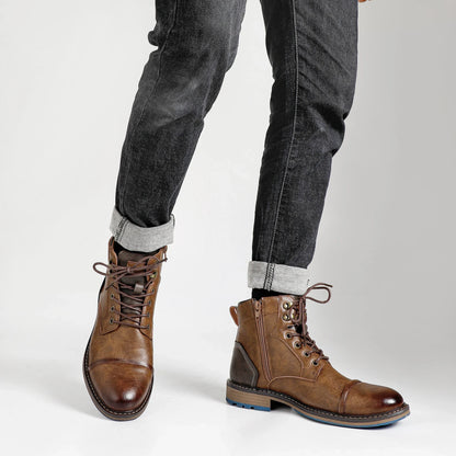 Size 8-13 Retro Men Boots 2025 Fashion Comfortable Spring Leather Boots