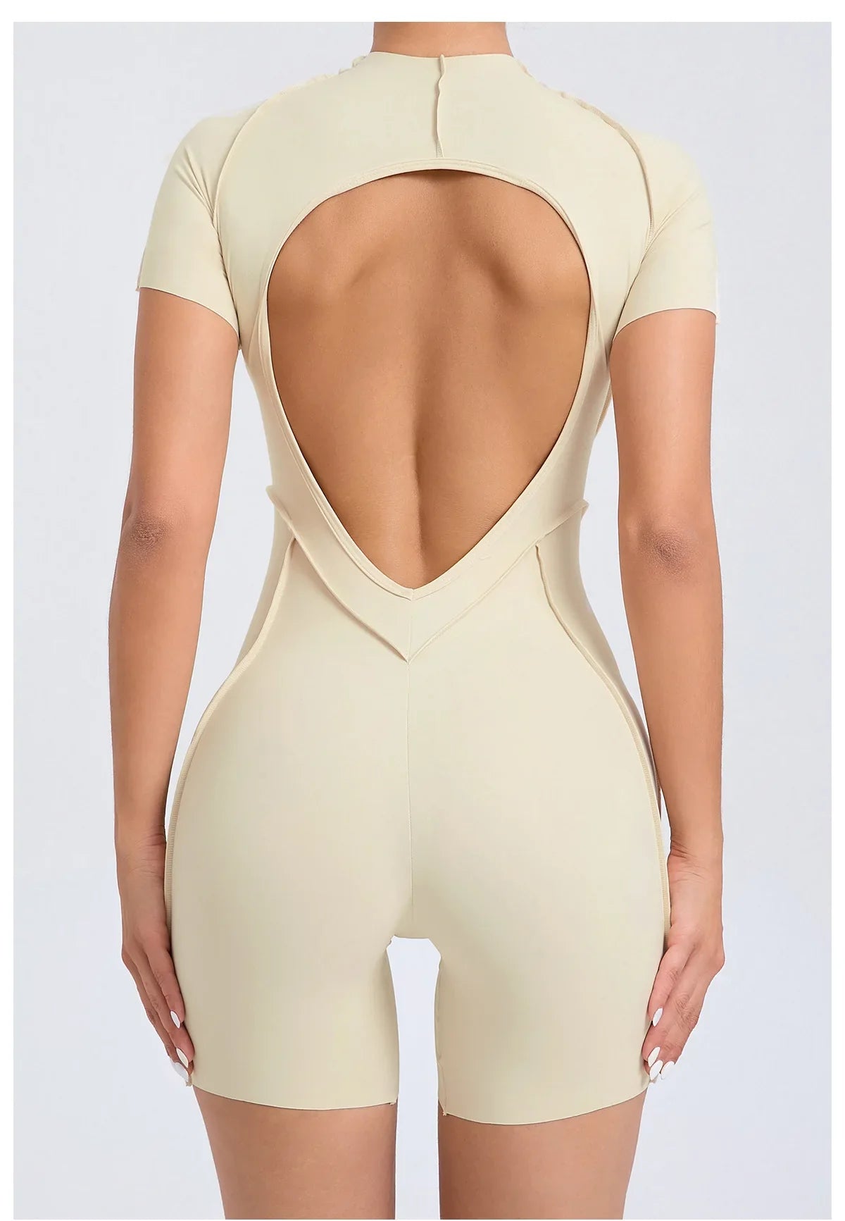 Women's High Elasticity Sports Bodysuit Kit Yoga Fitness Jumpsuit Open Back Hip-Lift Outdoors Gym Workout Sexy Fitness Outfit