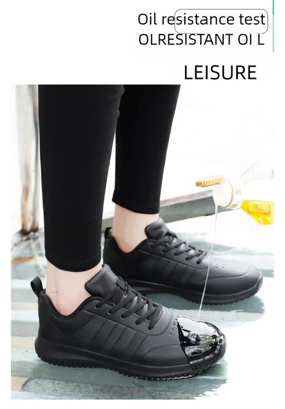 Causal Chef Shoes four Season new Lightweight Soft Sole Comfort Oil proof Men and Women's Chef Business Work Leather Shoe