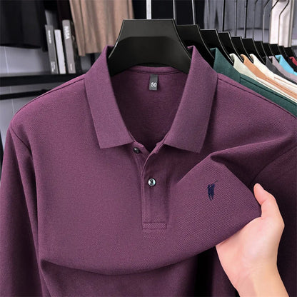 100% Pure Cotton Long Sleeved Men's Polo Shirt Hot Selling Brand Autumn Season Exquisite Pony Embroidery Breathable Top T-shirt