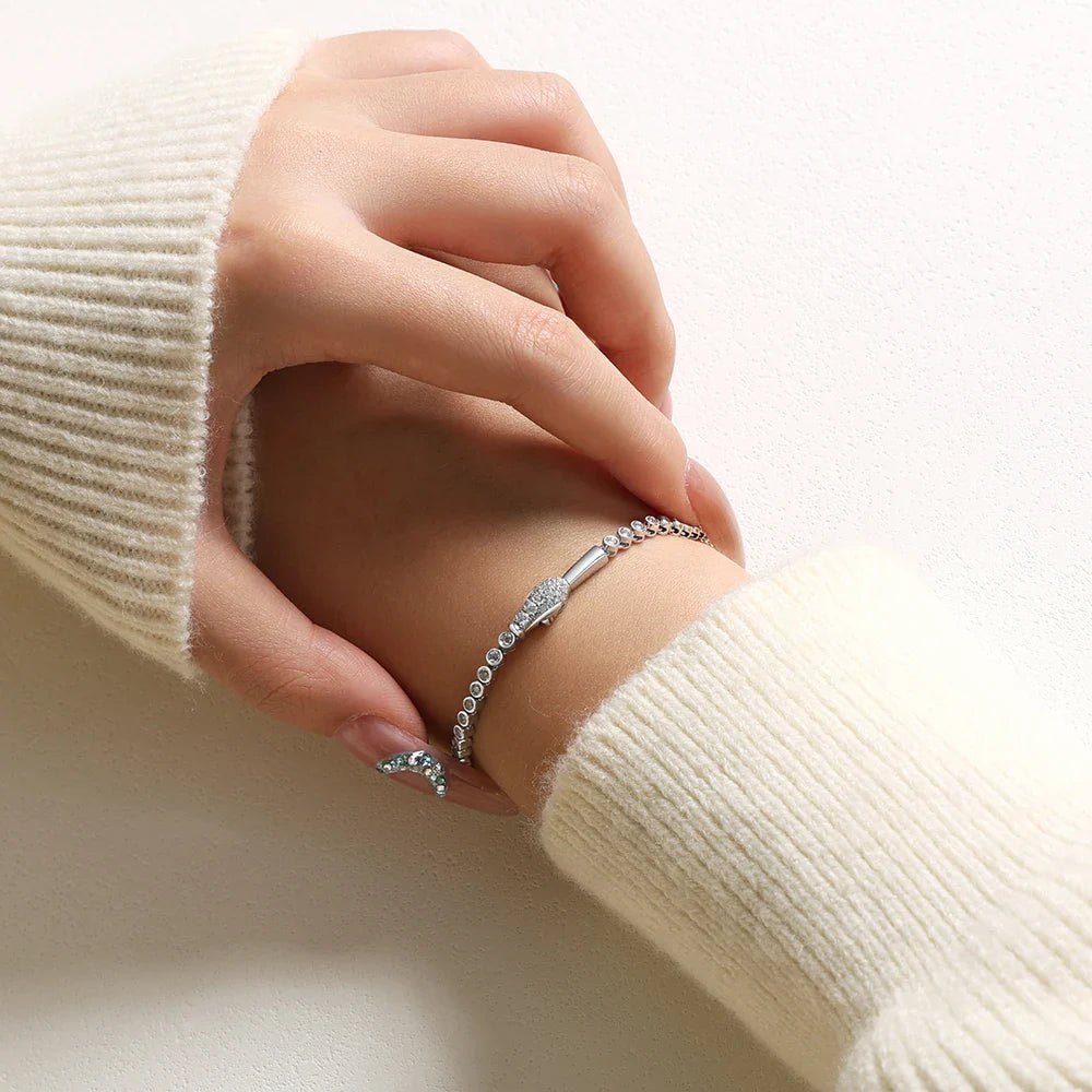 Original Snake Lock Tennis Bracelets S925 Sterling Silver Round Cut Moissanite Bracelet For Women Men Certified Jewelry