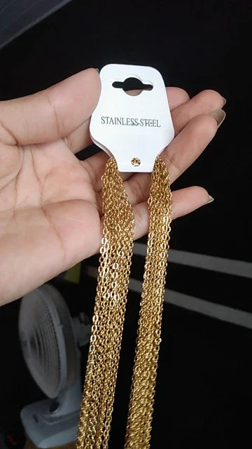 10Pcs/Lot Stainless Steel Chains 2mm/1mm O Shape Rolo Link Cuban Long Necklace For Women Pendant DIY Jewelry Wholesale