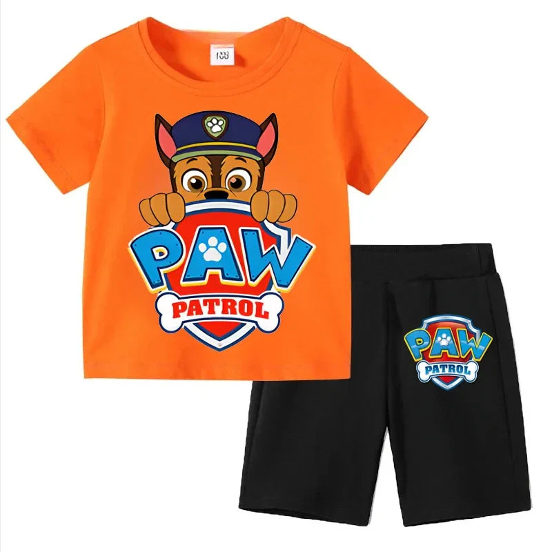 Kids Set Boys Short Sleeve T-Shirt Top+Shorts 2-Piece Outfits Boys Cartoon Suit 3-8Years Children Clothes For Summer
