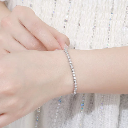 2mm 3mm Moissanite Round Bubble Diamond Tennis Bracelets for Woman Men 925 Silver Plated 18k Gold Hip Hop Chain Bracelet