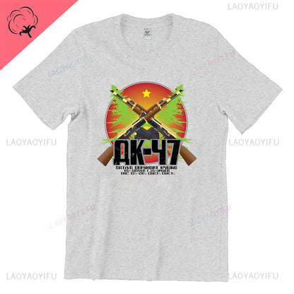Vintage Classic Man Ak 47 TShirt Casual Fashion Military Fan Printed Cotton Shirt Summer O-neck Breathable Short-sleev Camisetas