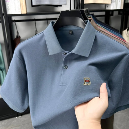 High end brand 100% cotton short sleeve polo shirt men's summer new soft breathable lapel T-shirt fashion letter embossed top
