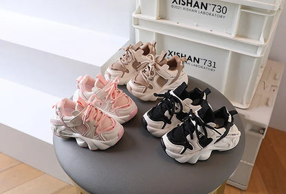 Sports Shoes for Children Baby Girls Shoes Kids Shoes Boys Chunky Sneakers Toddler Lace-up Casual Shoes Thick Bottom Sneakers