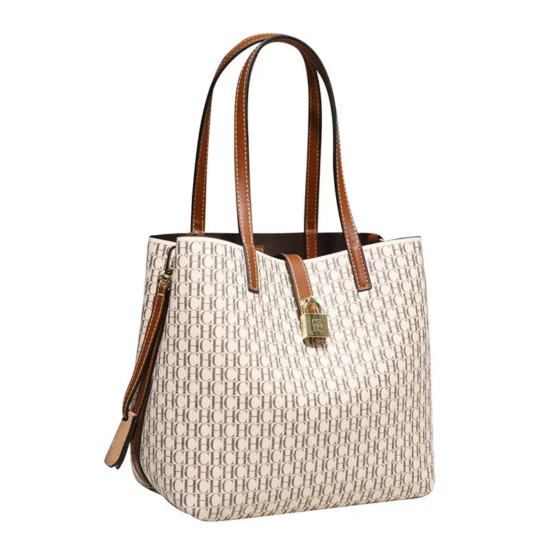 Women's Large Capacity Handbag Daily Commuting High-end Versatile PU Material Letter Printed Design Women's Crossbody Bag