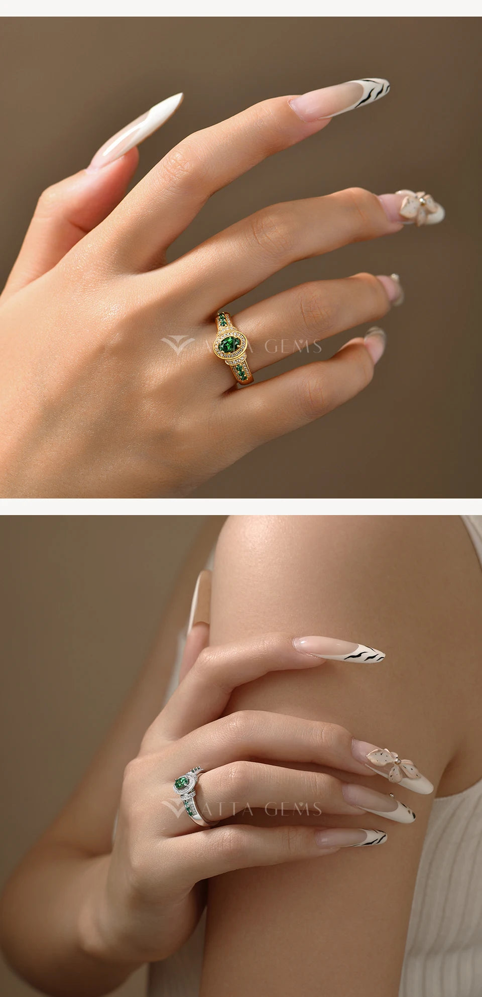 S925 Silver Lab Zambian Emerald Ring with White Zircon For Women Wedding Band Vintage Anniversary Luxury Gifts Jewelry
