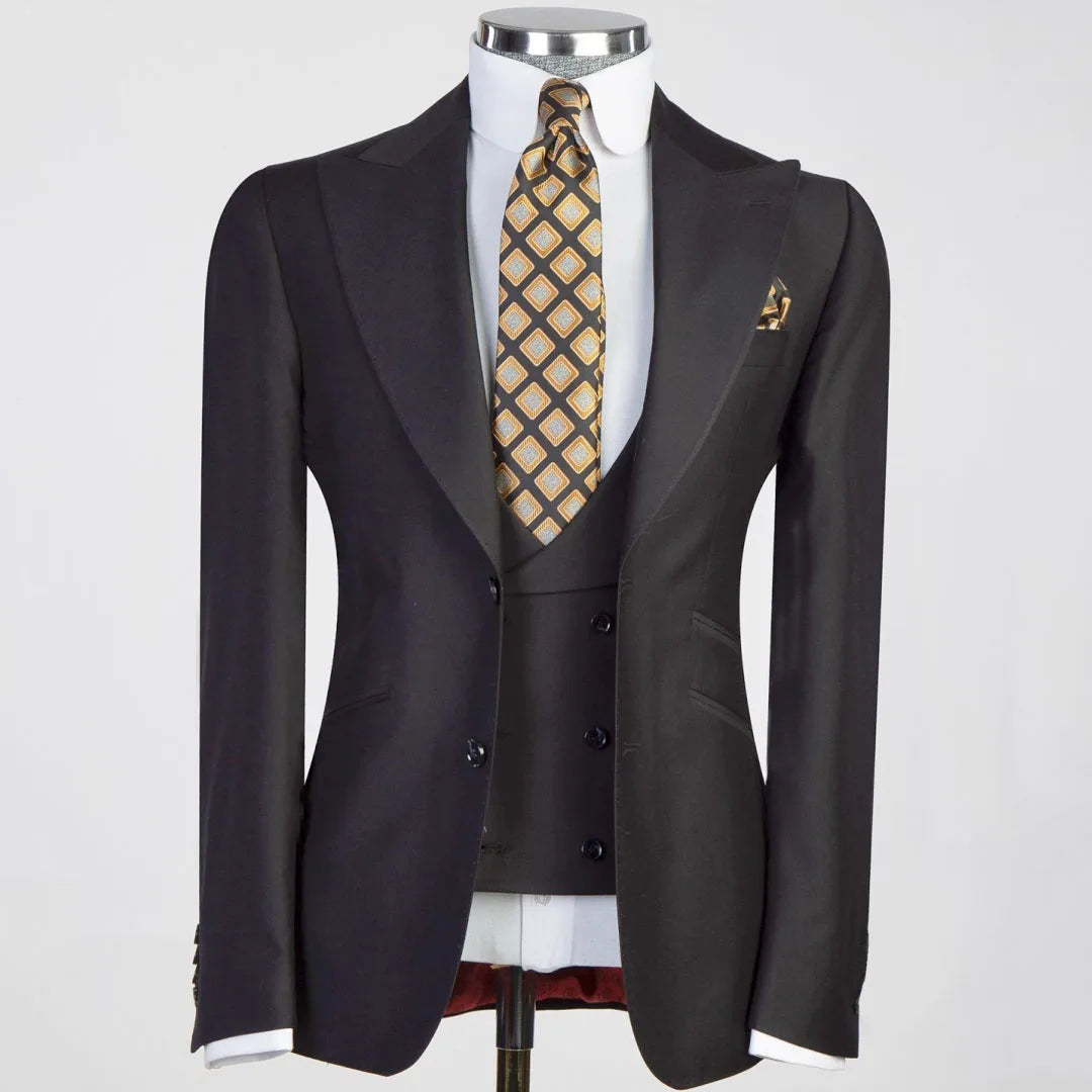 Men Suit 3 Pieses White Solid With Lapel And Pocket For Wedding Birthday Business Party Office Work Jacket Vest With Pants